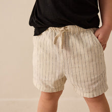 Load image into Gallery viewer, Ecru Stripe Linen Blend Pull-On Shorts (3mths-6yrs)
