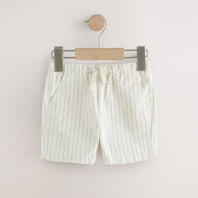 Load image into Gallery viewer, Ecru Stripe Linen Blend Pull-On Shorts (3mths-6yrs)
