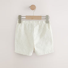 Load image into Gallery viewer, Ecru Stripe Linen Blend Pull-On Shorts (3mths-6yrs)
