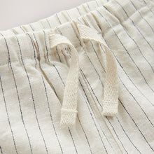 Load image into Gallery viewer, Ecru Stripe Linen Blend Pull-On Shorts (3mths-6yrs)

