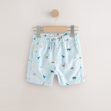 Load image into Gallery viewer, Pale Blue Dino Print Pull On Shorts (3mths-6yrs)
