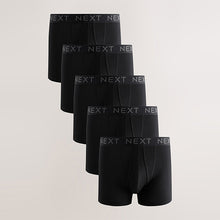 Load image into Gallery viewer, Black 5 Pack A-Front Cotton Rich Boxers 5 Pack
