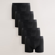 Load image into Gallery viewer, Black Waistband Trunk Boxers 5 Pack
