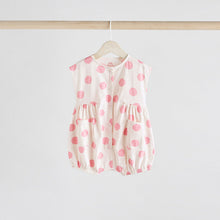 Load image into Gallery viewer, Pink/White Printed Button Through 3 Pack Baby Rompers
