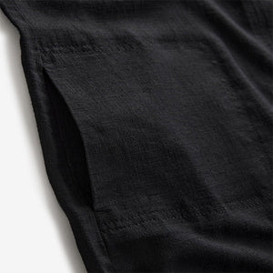 Black Scoop Back Mini Shift Dress With Linen