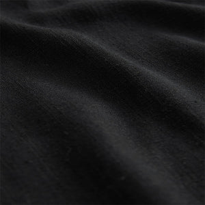Black V-Neck Ruffle Sleeve Mini Dress with Linen