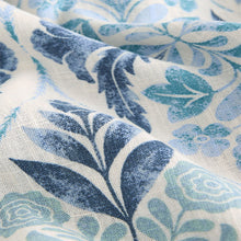 Load image into Gallery viewer, Blue Floral Print V-Neck Ruffle Sleeve Mini Dress with Linen
