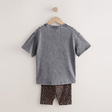 Load image into Gallery viewer, Charcoal Grey Rolling Stones Oversized License T-Shirt &amp; Cycle Shorts Set (3-12yrs)
