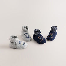 Load image into Gallery viewer, Blue Mummy And Daddy Baby Booties Socks 2 Pack
