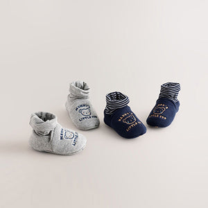 Blue Mummy And Daddy Baby Booties Socks 2 Pack
