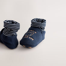 Load image into Gallery viewer, Blue Mummy And Daddy Baby Booties Socks 2 Pack
