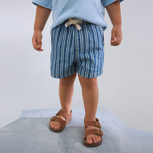 Load image into Gallery viewer, Mid Blue Stripe Denim Pull On Shorts (3mths-6yrs)
