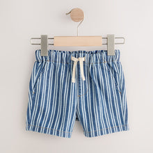Load image into Gallery viewer, Mid Blue Stripe Denim Pull On Shorts (3mths-6yrs)
