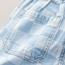 Load image into Gallery viewer, Light Blue Checkerboard Denim Pull On Shorts (3mths-6yrs)
