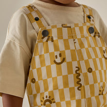 Load image into Gallery viewer, Yellow Checkerboard 100% Cotton Dungarees (3mths-6yrs)
