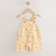 Load image into Gallery viewer, Yellow Checkerboard 100% Cotton Dungarees (3mths-6yrs)
