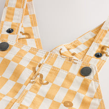 Load image into Gallery viewer, Yellow Checkerboard 100% Cotton Dungarees (3mths-6yrs)
