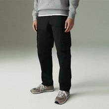 Load image into Gallery viewer, Black Regular Tapered Fit Tech Stretch Utility Cargo Trousers
