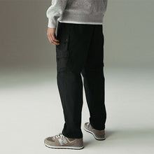 Load image into Gallery viewer, Black Regular Tapered Fit Tech Stretch Utility Cargo Trousers
