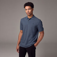 Load image into Gallery viewer, Denim Marl Regular Fit Short Sleeve Pique Polo Shirt
