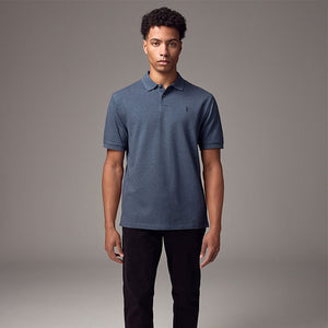 Denim Marl Regular Fit Short Sleeve Pique Polo Shirt