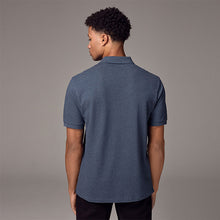 Load image into Gallery viewer, Denim Marl Regular Fit Short Sleeve Pique Polo Shirt
