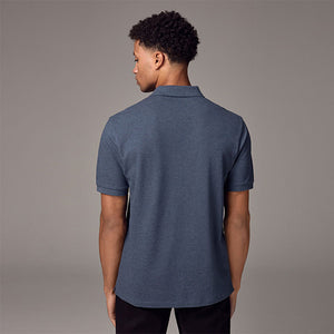 Denim Marl Regular Fit Short Sleeve Pique Polo Shirt