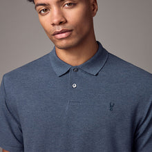 Load image into Gallery viewer, Denim Marl Regular Fit Short Sleeve Pique Polo Shirt
