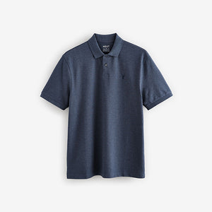 Denim Marl Regular Fit Short Sleeve Pique Polo Shirt