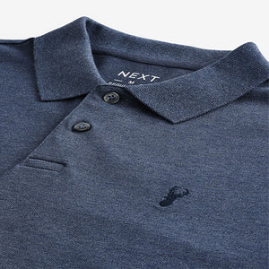Denim Marl Regular Fit Short Sleeve Pique Polo Shirt