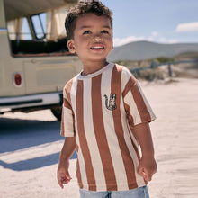 Load image into Gallery viewer, Brown Neutral Short Sleeve Stripe T-Shirt (3mths-6yrs)

