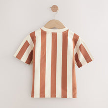 Load image into Gallery viewer, Brown Neutral Short Sleeve Stripe T-Shirt (3mths-6yrs)
