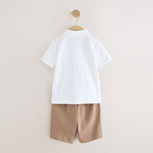 Load image into Gallery viewer, White All-Over-Embroidered Polo Shirt &amp; Shorts Set (3mths-6yrs)

