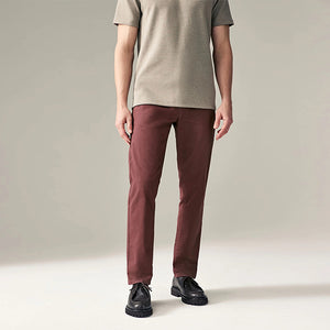 Burgundy Light Slim Fit Stretch Chinos Trousers
