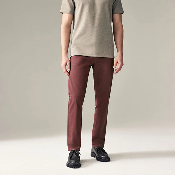 Burgundy Light Slim Fit Stretch Chinos Trousers