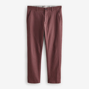 Burgundy Light Slim Fit Stretch Chinos Trousers