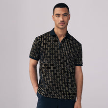 Load image into Gallery viewer, Bronze/Black Flocked Quarter Zip Polo Shirt
