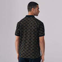 Load image into Gallery viewer, Bronze/Black Flocked Quarter Zip Polo Shirt
