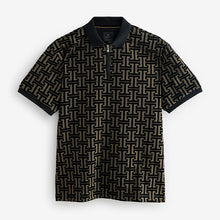 Load image into Gallery viewer, Bronze/Black Flocked Quarter Zip Polo Shirt
