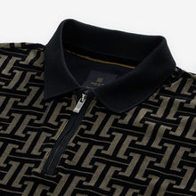 Load image into Gallery viewer, Bronze/Black Flocked Quarter Zip Polo Shirt
