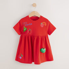 Load image into Gallery viewer, Red Padded Fruits Jersey Summer Dress (3mths-6yrs)
