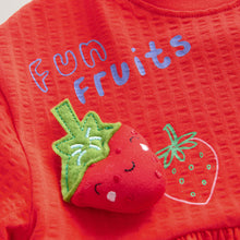 Load image into Gallery viewer, Red Padded Fruits Jersey Summer Dress (3mths-6yrs)
