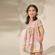 Load image into Gallery viewer, Rainbow Butterfly Ribbed Jersey Dress (3mths-6yrs)

