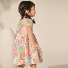 Load image into Gallery viewer, Rainbow Butterfly Ribbed Jersey Dress (3mths-6yrs)
