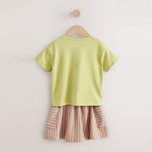 Load image into Gallery viewer, Green/Pink 100% Cotton T-Shirt and Skirt Set (3mths-7yrs)
