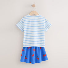 Load image into Gallery viewer, Blue Character 100% Cotton T-Shirt and Skirt Set (3mths-6yrs)
