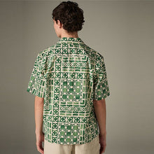 Load image into Gallery viewer, Green Watercolour Printed Short Sleeve 100% Cotton Shirt

