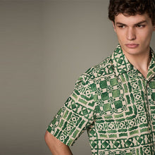 Load image into Gallery viewer, Green Watercolour Printed Short Sleeve 100% Cotton Shirt
