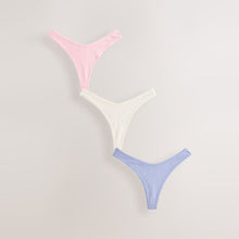 Load image into Gallery viewer, Blue/Pink/Cream Thong Pointelle Knickers 3 Pack
