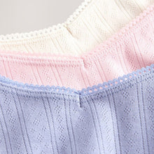 Load image into Gallery viewer, Blue/Pink/Cream Thong Pointelle Knickers 3 Pack
